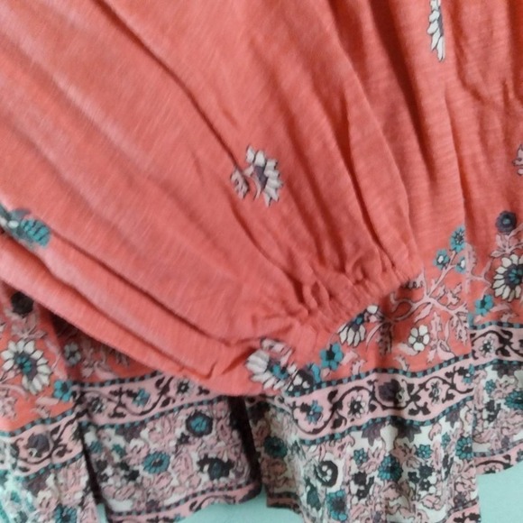 Lucky Brand Coral Pink Floral Peasant Top - Picture 6 of 14